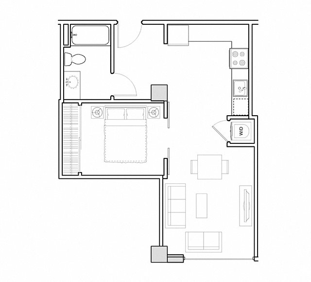 One bedroom floor plan l 3rd Street Flats in Reno NV